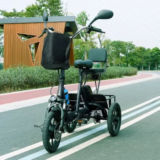 Topteng Electric Trike for Adults, 3 Wheel Bike with Basket, Adjustable Seat and Foldable Design image {1}