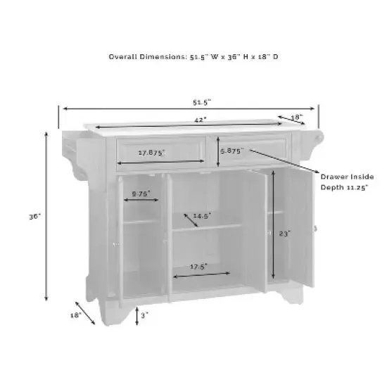 Lafayette Granite White Top Full Size Kitchen Island/Cart Mahogany - Crosley image {6}