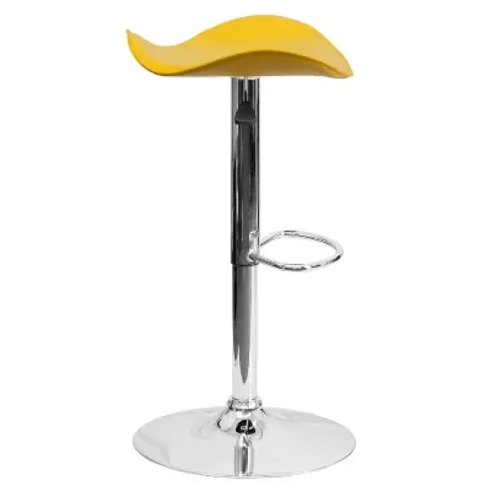 Flash Furniture Contemporary Vinyl Adjustable Height Barstool with Wavy Seat and Chrome Base image {7}
