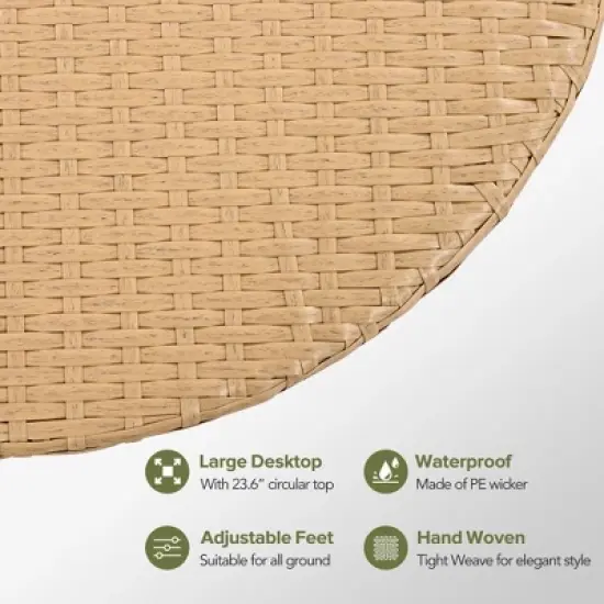 FIONECA 7-Piece Outdoor Patio Furniture Set, All-Weather Rattan Sectional Sofa with Thick Cushions & Pillows, Modular Conversation Set, Beige image {5}