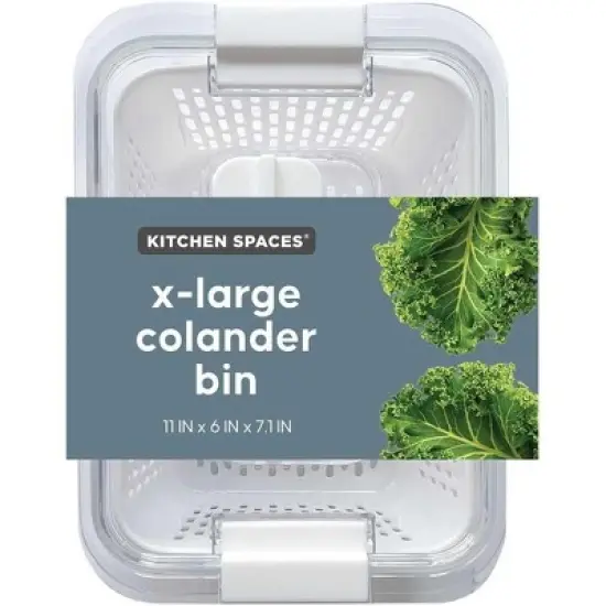 Kitchen Spaces Colander Bin, Produce Saver, Fridge Organizer With Lid, Wash, Strain and Store image {6}