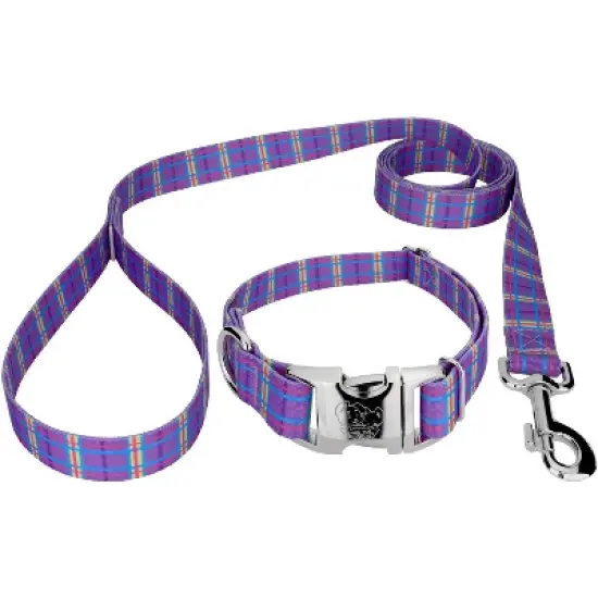 Country Brook Petz Premium Grape Plaid Dog Collar and Leash image {6}