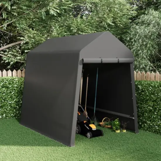 6x8 Ft Outdoor Portable Storage Shelter Shed,Carport Storage Shed with Roll-Up Zipper Doo for Motorcycle Waterproof and Uv Resistant Anti-Snow,Black image {2}