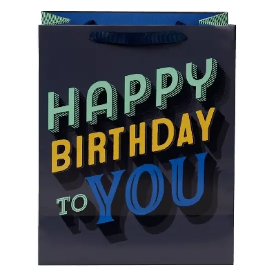Medium 'Happy Birthday To You' Gift Bag Black/Gray - Spritz&trade;: Paper Party Bag, Typography Pattern, 12.75" Height image {1}