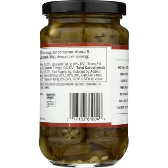 Rio Luna Organic Nacho Sliced Jalapenos - Case of 12/12 oz image {2}