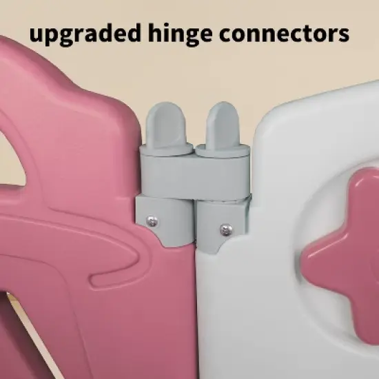 ORRD 16+2 Panel Baby Playpen - Foldable Playard with Safety Gate, Adjustable Shape for Kids (Pink+White) image {6}