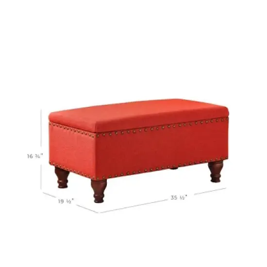 Large Rectangle Storage Bench with Nailhead Trim - HomePop image {7}