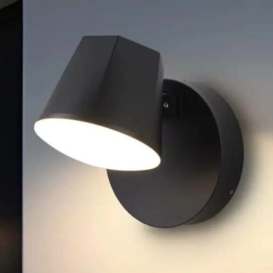 C Cattleya Modern Black Aluminum LED Outdoor Indoor Wall Light with Adjustable Head image {1}