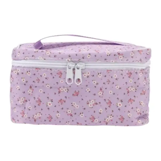 Unique Bargains Women's Floral Square Travel Cosmetic Bag 1 Pc image {6}