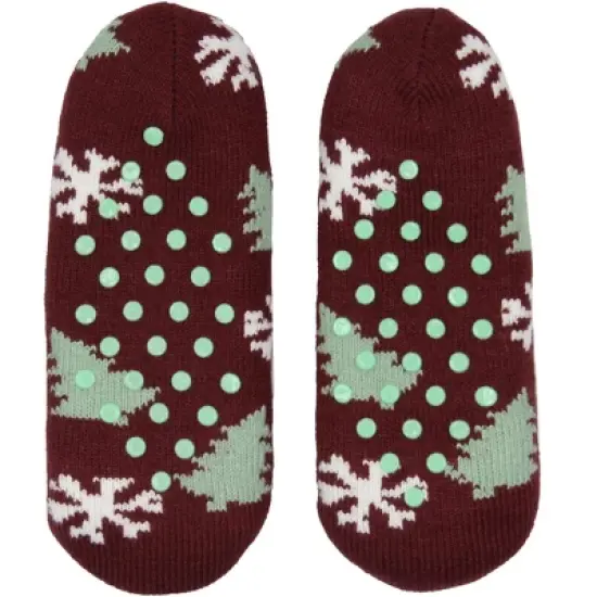 Rudolph The Red-Nosed Reindeer Christmas Holiday Slipper Socks No-Slip Sole image {2}