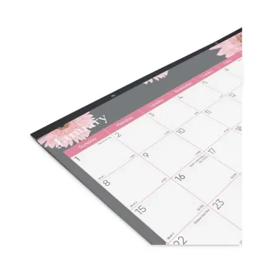 Monthly Desk Pad Calendar, Pink Daisy Artwork, 22 x 17, Pink/White Sheets, Black Binding, 12-Month (Jan to Dec): 2026 image {3}