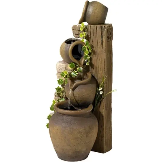 John Timberland Cascading Rustic Three Jugs Outdoor Floor Water Fountain 33" for Yard Garden Patio Home Deck Porch House Exterior Balcony Roof image {3}
