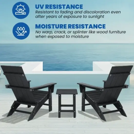 GARPROVM 2 Upgraded Folding HDPE Adirondack Chairs with Side Table Weather-Resistant For Outdoor image {5}