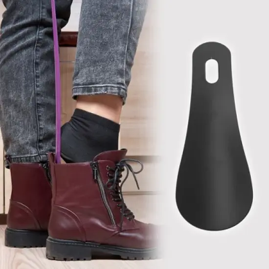 Unique Bargains Straight Hole Shoe Horn 3.94"x1.5" Black 1 Pc image {1}