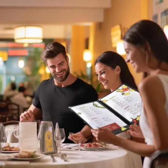 WeChef 30 Packs Restaurant Menu Covers 8.5 x 11" Triple Fold 3 Pages 6 Views Black image {7}