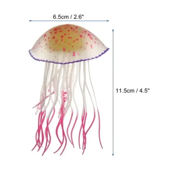 Unique Bargains Silicone Fluorescent Jellyfish Glow Aquarium Decor Ornaments with Suction Cup  2.6"x4.5" image {3}