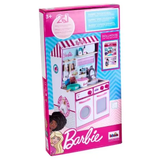 Theo Klein 2 In 1 Barbie Wooden and Metal Toy Kitchen and Dollhouse with Pretend Washing Machine and Oven for Kids Ages 3 and Up image {5}