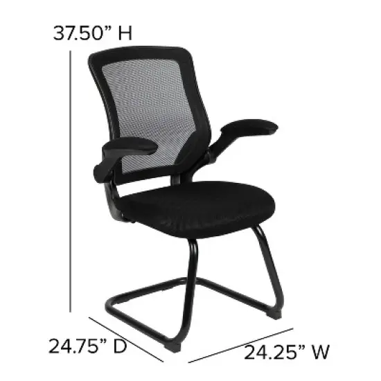 Flash Furniture Black Mesh Sled Base Side Reception Chair with Flip-Up Arms image {5}