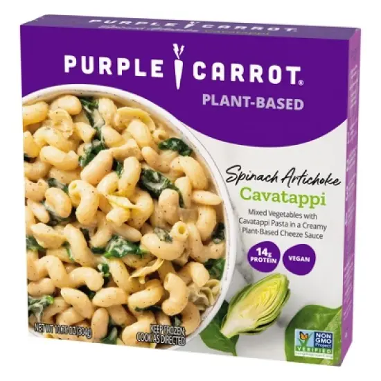 Purple Carrot Vegan Frozen Plant-Based Spinach Artichoke Cavatappi Bowl - 10.75oz image {2}