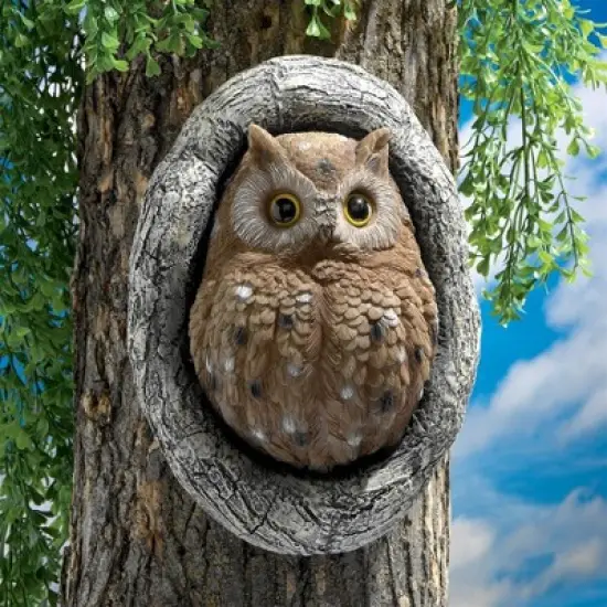 Design Toscano Octavius Knothole Owl Tree Sculpture - Multicolored image {1}