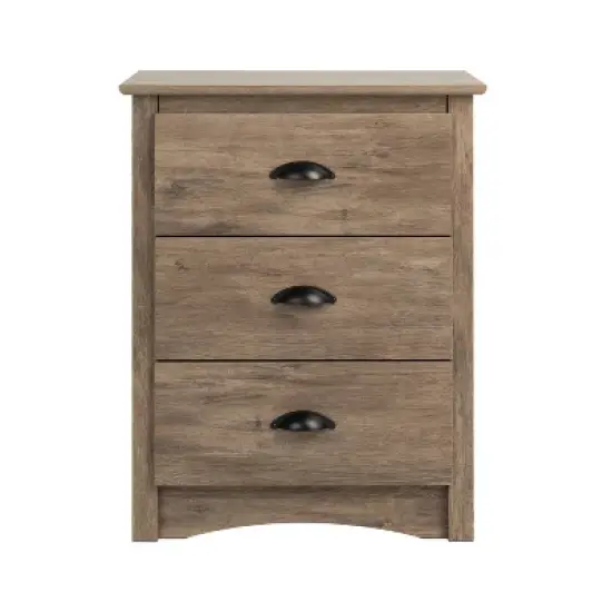 Salt Spring 3 Drawer Tall Nightstand Drifted - Prepac image {2}