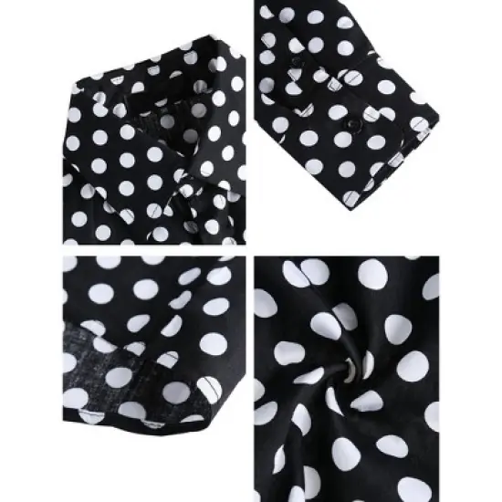 Lars Amadeus Men's Shirts Polka Dots Long Sleeve Slim Fit Printed Dress Button Down Shirt image {6}