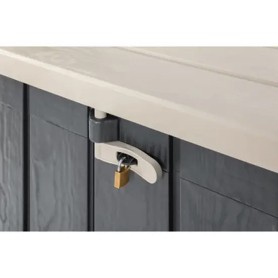 Toomax Stora Way All-Weather Outdoor Horizontal 4.25' x 2.5' Storage Shed Cabinet for Trash Cans, Garden Tools, and Yard Equipment, Taupe Gray/Brown image {4}