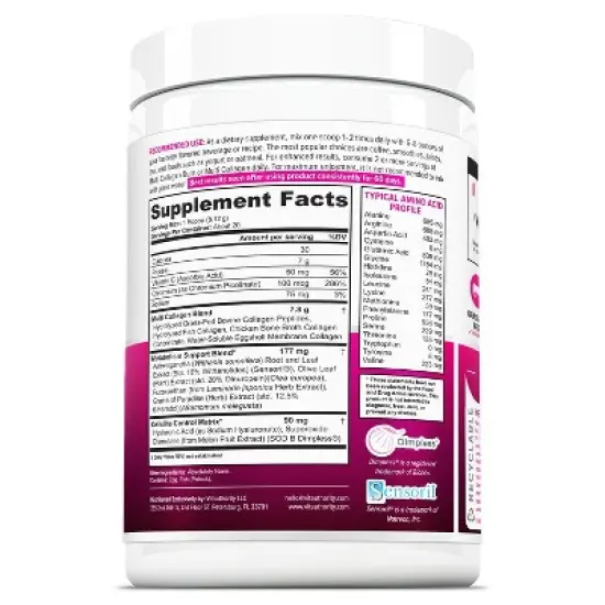 Multi Collagen Burn Powder, Hydrolyzed Collagen Peptides Powder with Types I II III V X for Weight Loss Support, Vitauthority, Unflavored image {4}