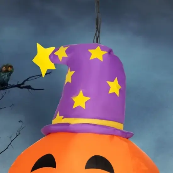 Outsunny 41.3" Inflatable Halloween Window Sticker Ghost with Orange Face, Halloween Decoration with LED Lights for Garden Indoor Outdoor image {5}