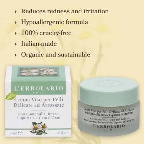 L'Erbolario Face Cream for Delicate and Red Skin - Face Cream for Sensitive Skin - 1 oz image {1}