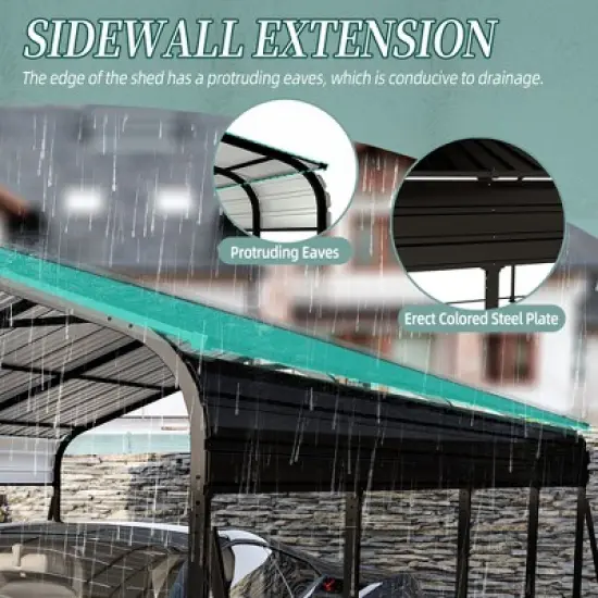 Gulches Metal Carport 12x20, Heavy Duty Outdoor Storage Canopy, Multi-Use Garage Shed for Car & Truck, Galvanized Steel Roof, Gray image {8}