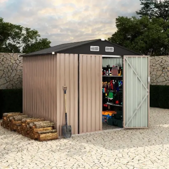 6x8FT Outdoor Metal Storage Sheds, Metal Garden Sheds & Outdoor Storage image {8}