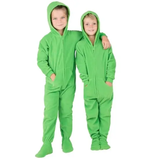 Footed Pajamas - Emerald Green Toddler Hoodie Fleece Onesie image {3}