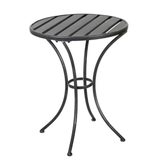 Christopher Knight Home Timotha 3 Piece Outdoor Modern Metal Round Patio Bistro Set with Open Slat Design image {6}