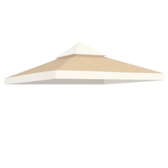 Yescom 10x10Ft UV30+ Gazebo Replacement Top for 2 Tier Outdoor Canopy Cover Patio Backyard Party Deck Ivory+Sand Beige/Khaki image {9}