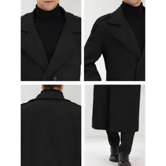 Lars Amadeus Men's Winter Notch Lapel Double Breasted Solid Color Long Overcoat image {5}