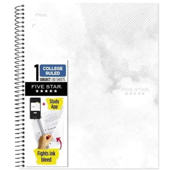 Five Star Active Subject Notebook 80ct White image {8}
