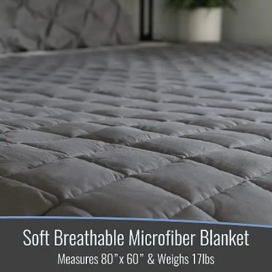 DMI 17 lb Weighted Blanket &ndash; Queen 80x60, Soft Microfiber with Glass Beads, Breathable Grey image {3}