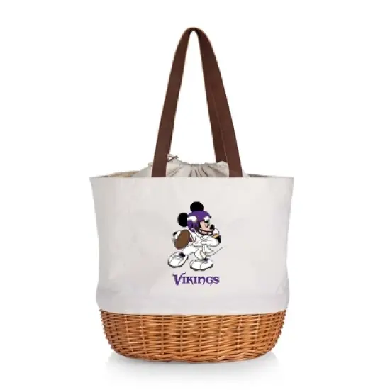 NFL Minnesota Vikings Mickey Mouse Coronado Canvas and Willow Basket Tote - Beige Canvas image {4}