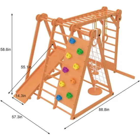 Chestnut - Outdoor and Indoor 8-in-1 Jungle Gym for Toddlers Playset Large image {6}