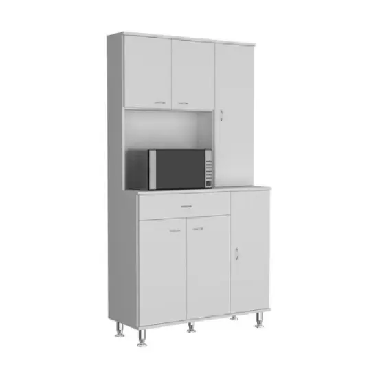 Depot E-Shop 90 Kitchen Pantry Cabinet, Two Open Shelves, One Drawer, Multiple Cabinets image {1}
