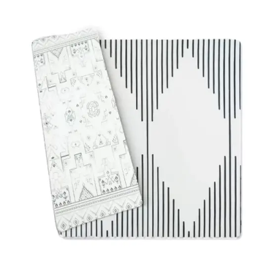 Wander & Roam Reversible Baby PlayMat - Large, Art Deco Inspired&nbsp;Design - Black and White image {10}