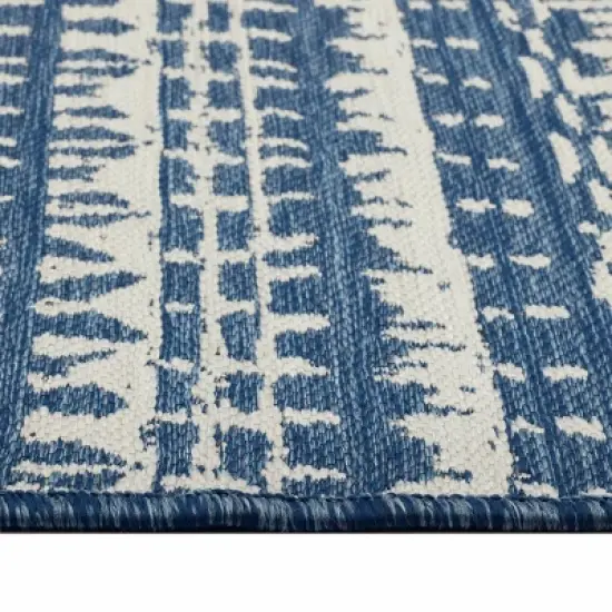 7' x 10' Outdoor Rug Striped Fringe Blue - Threshold&trade; image {1}