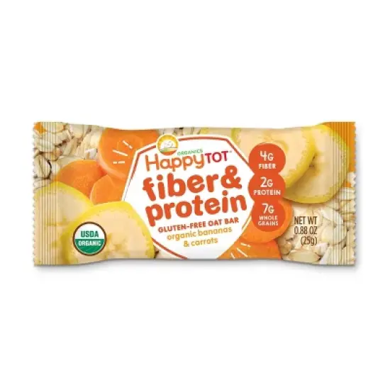 HappyTot Fiber & Protein Organic Bananas and Carrots Soft-Baked Oat Bar - 5ct/0.88oz Each image {6}