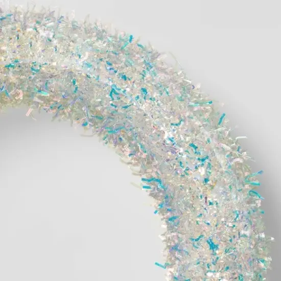 17.5" Christmas LED light Wreath Iridescent Tinsel - Wondershop&trade; image {2}