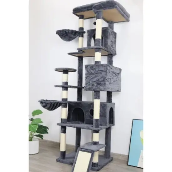 Racxily 84 in Cat Tree Tower with Large Condo Sisal Scratching Post Big Hammock and Top Platform image {3}