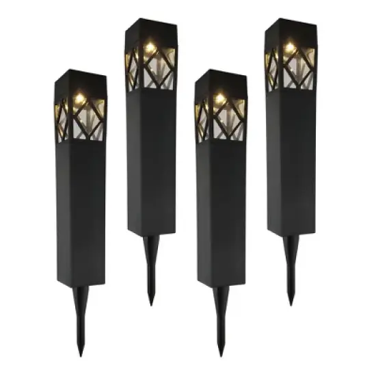 LumaBase Solar-Powered Garden Lights, Black - Set of 4 image {5}