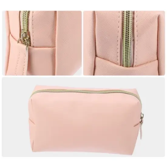 Unique Bargains PU Leather Large Travel Makeup Bag 1 Pc image {2}