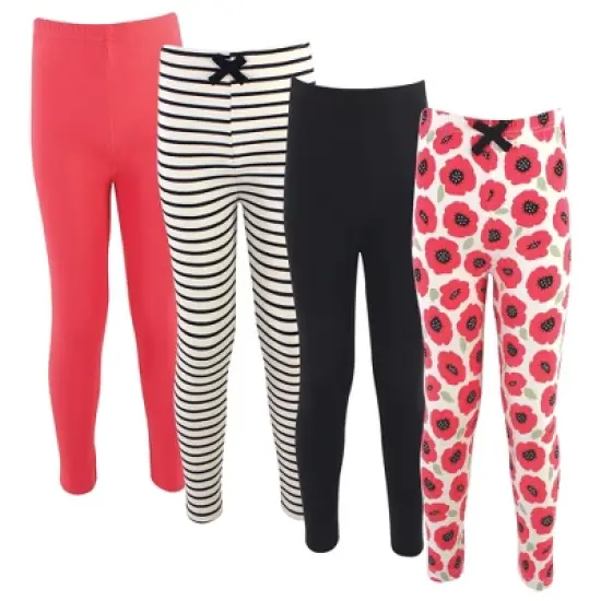 Touched by Nature Baby, Toddler, Big Kids and Youth Girl Organic Cotton Leggings 4pk, Poppy image {5}