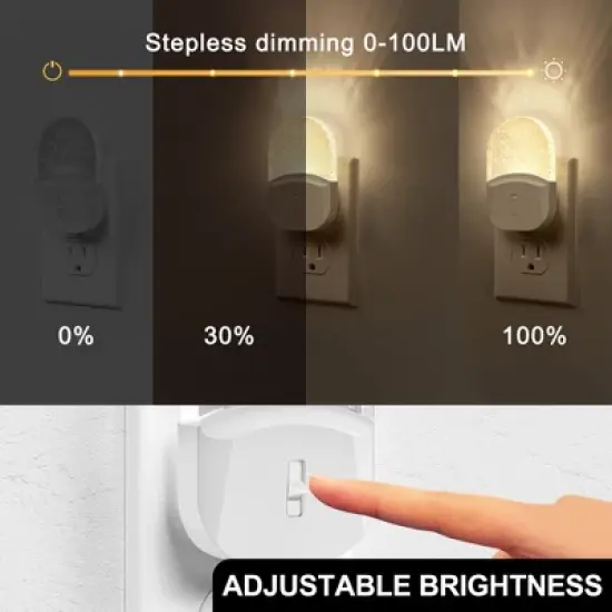 DORESshop Bubble LED Plug-in Night Light, Dimmable 3000K Soft White, Dusk to Dawn Sensor, 2-Pack for Bedroom and Hallway image {2}